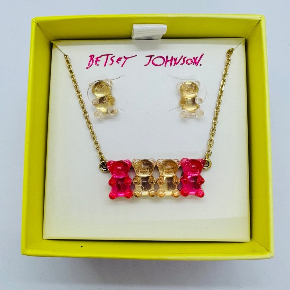 Betsey Johnson Gummy Bear Necklace with Earrings - Picture 2 of 2